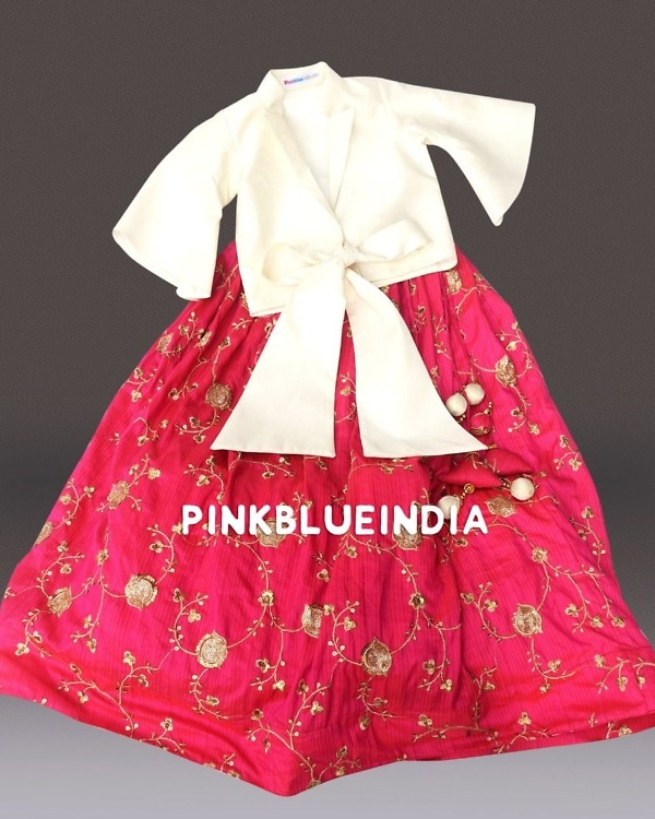 Girls silk skirt and crop top set, cute festive outfit