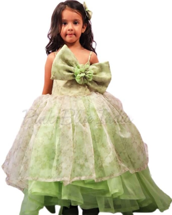 Designer organza party ball gown for girls, stylish festive outfit