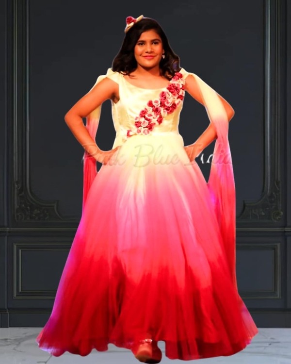 Beautiful wine ombre party gown for girls, cute festive outfit