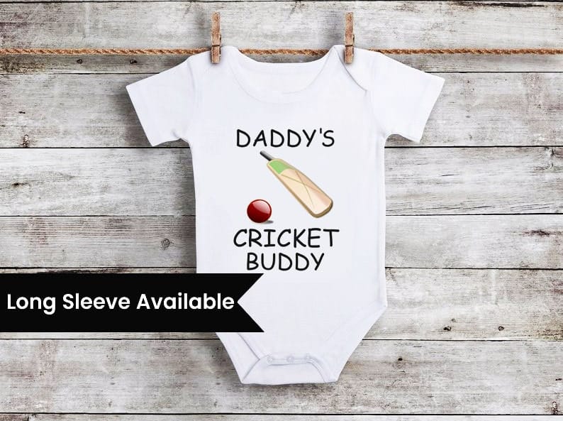 Cricket theme baby onesie gift for dad and baby