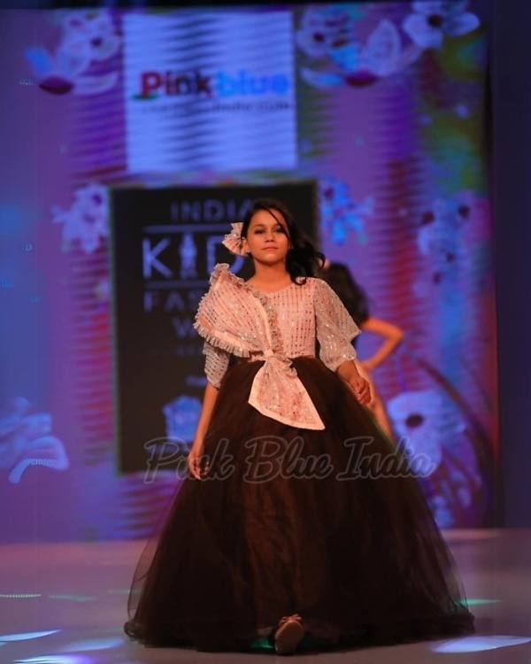 Designer long party gown for girls, festive celebration outfit