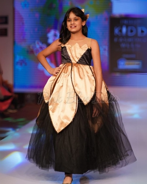 Black garden theme party dress, kids girl, birthday or party, stylish and fun