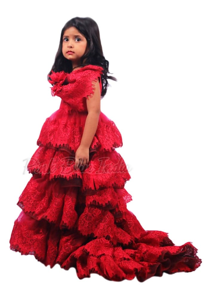 Maroon long birthday gown for girls, stylish party wear, cute