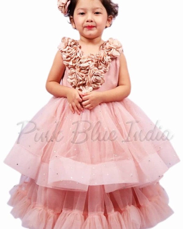 Layered party gown for girls, stylish birthday or wedding wear, cute gift option
