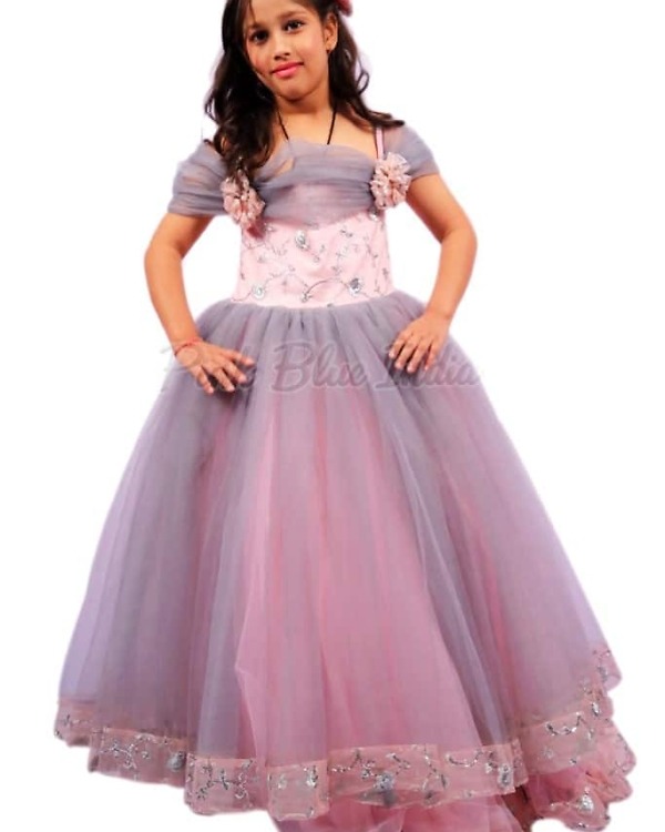 Pink party ball gown for kids, stylish birthday or wedding outfit, cute gift choice