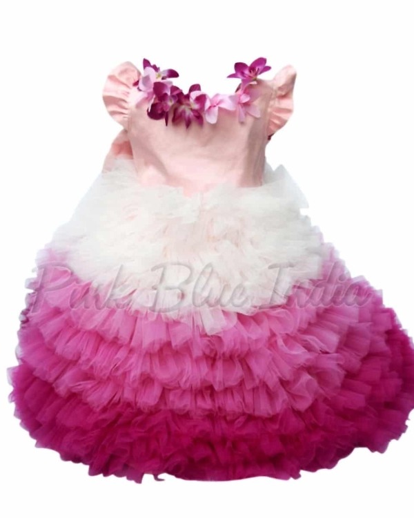 Pink ombre gown for girls, festive party wear, stylish and cute