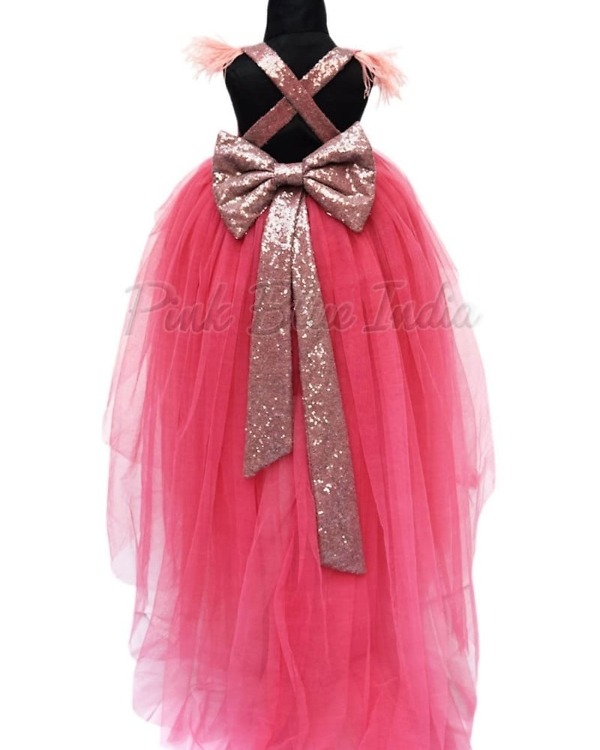Flamingo theme high-low dress, kids girl, birthday party, playful and cute