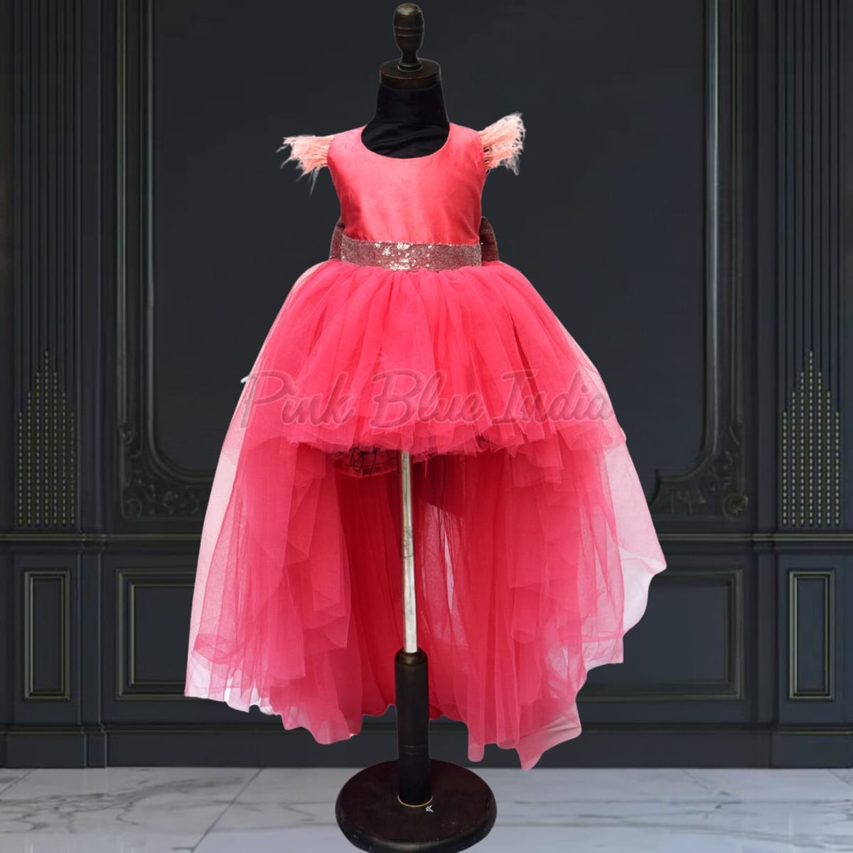 Flamingo theme high-low dress, kids girl, birthday party, stylish and fun