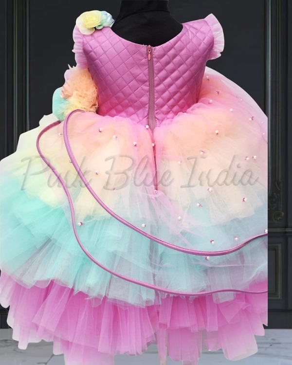 Cute unicorn theme baby gown for girls perfect for birthday party photoshoot and magical look