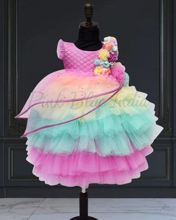 Premium unicorn theme gown for baby girls perfect for birthday celebration and party wear