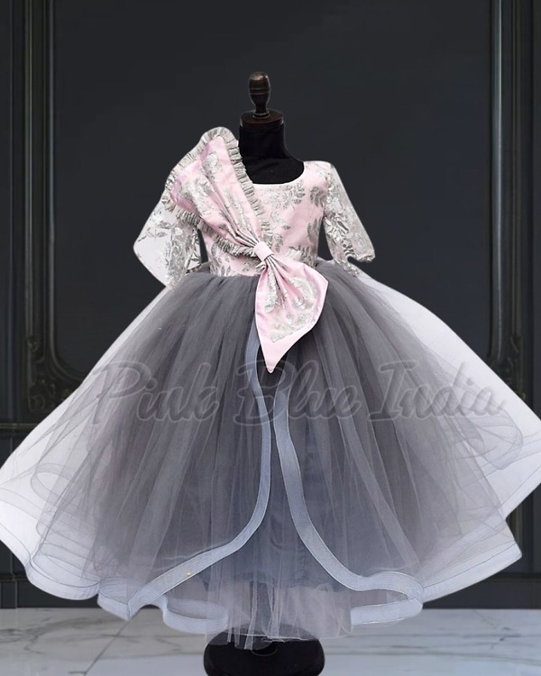 Baby girl bell sleeves party gown, toddler, birthday or festive, elegant and cute
