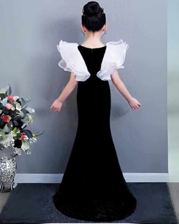 Little girls slit dress side view trendy kids fashion