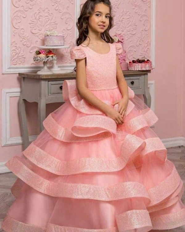 Cute birthday party gown for baby girl, stylish celebration outfit