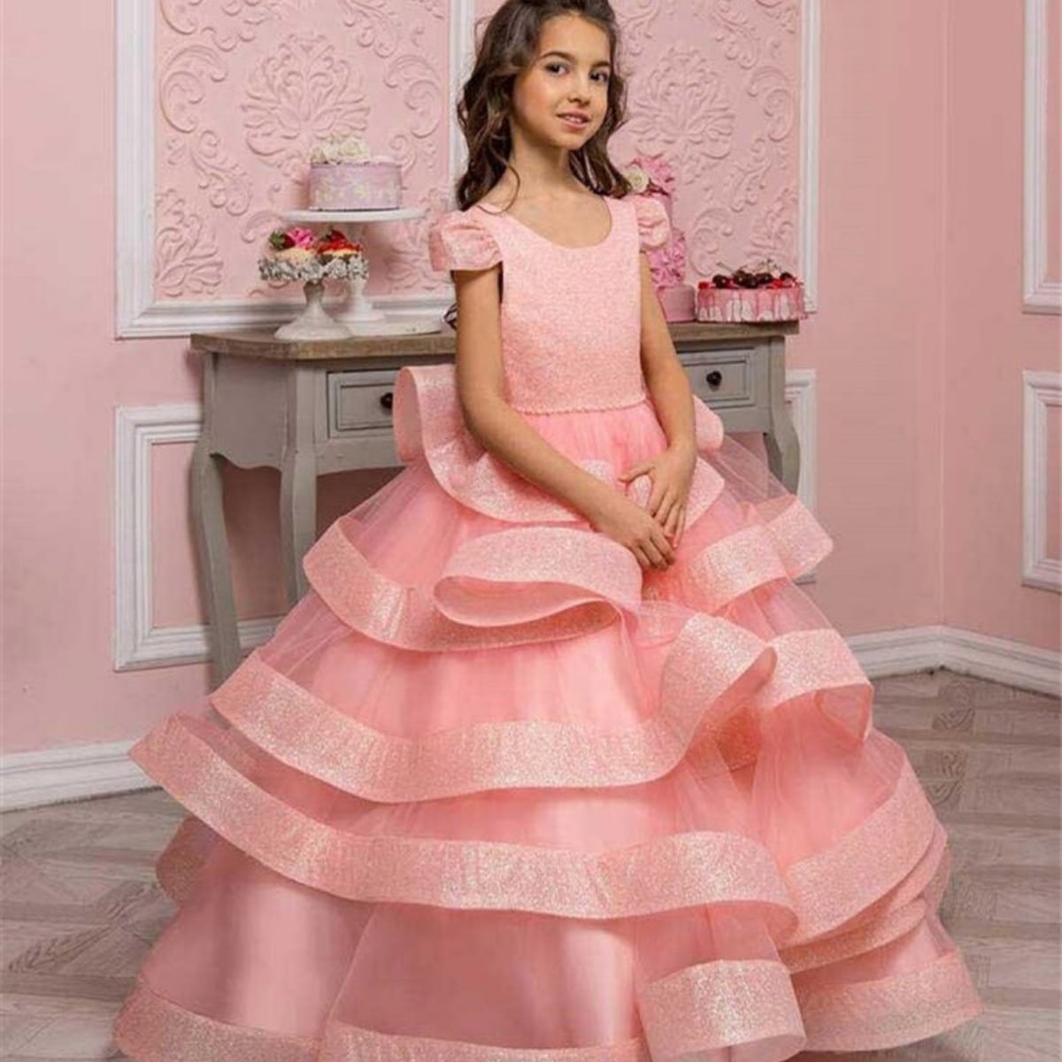 Cute birthday party gown for baby girl, stylish celebration outfit
