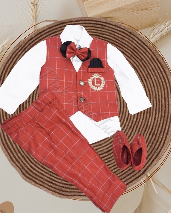 Shirt waistcoat pant set for boys stylish birthday party wear outfit