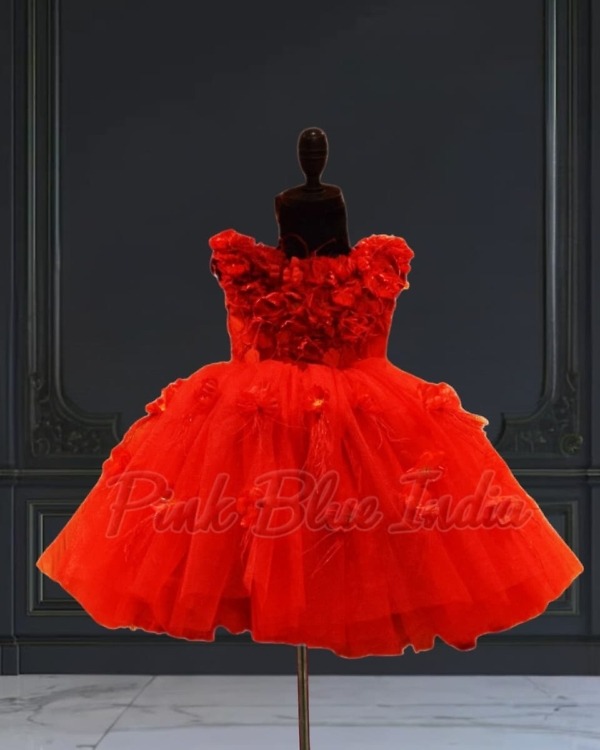 Red dress for baby girl cute birthday party wear outfit