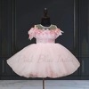 Feather gown for baby girl stylish birthday party wear elegant outfit