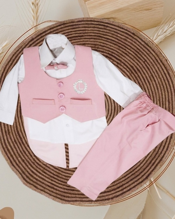 Pink party outfit for boys stylish birthday celebration wear