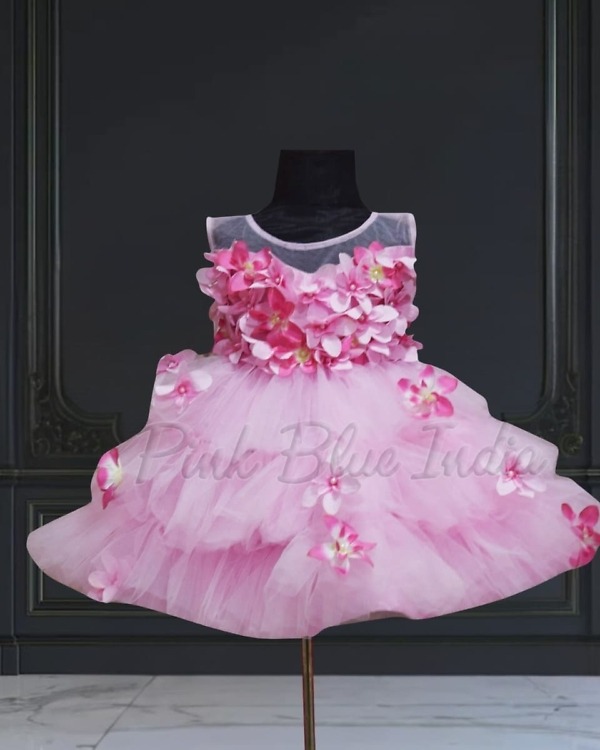 Pink birthday frock for baby girl cute stylish party wear outfit