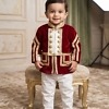 Baby boy maroon golden royal king prince costume with cream pants for first birthday gift