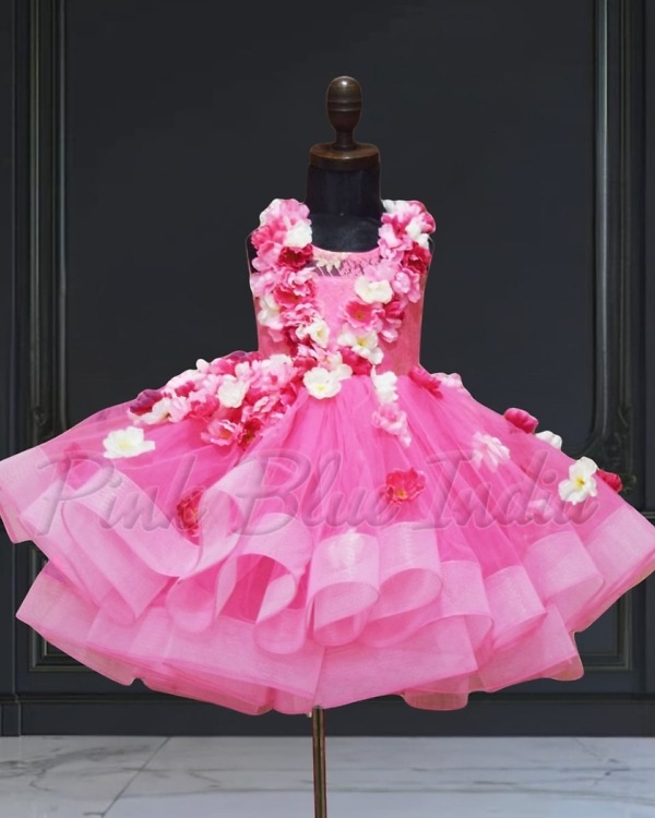 Pink bow dress for baby girl cute birthday party wear outfit