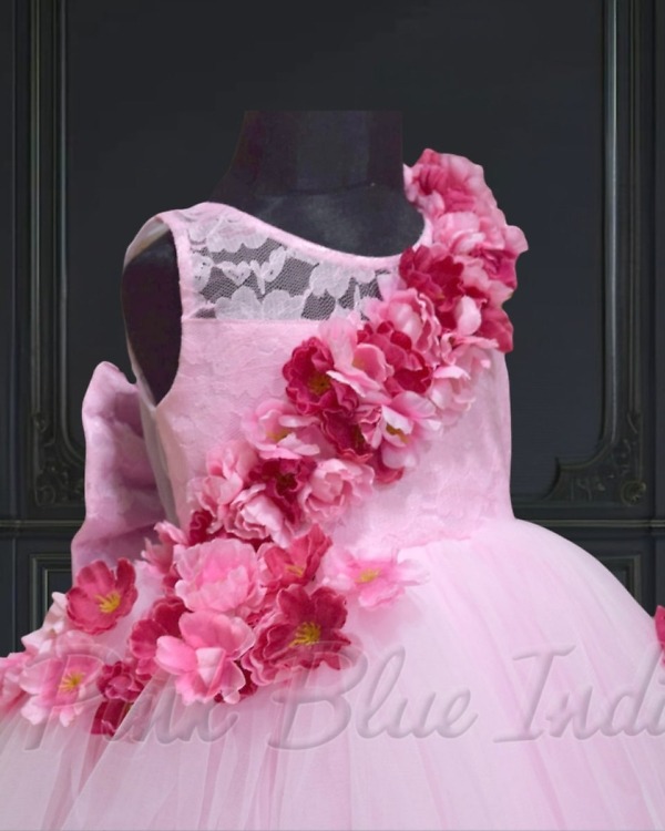 Girls party dress with big bow front view stylish outfit