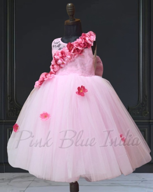 Girls party dress with big bow side view trendy kids wear
