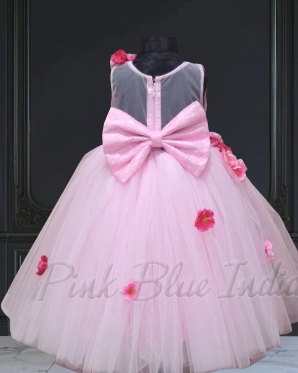 Girls party dress with big bow back view elegant design