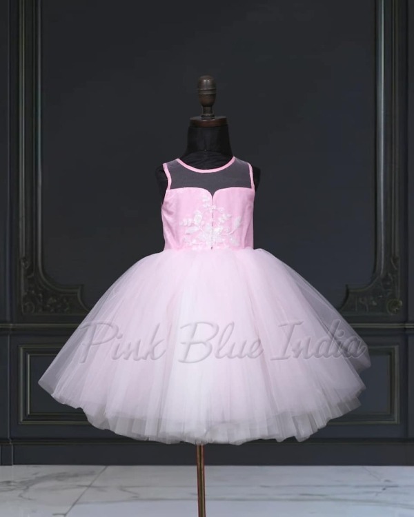 Pink net gown for girls stylish birthday party wear cute outfit