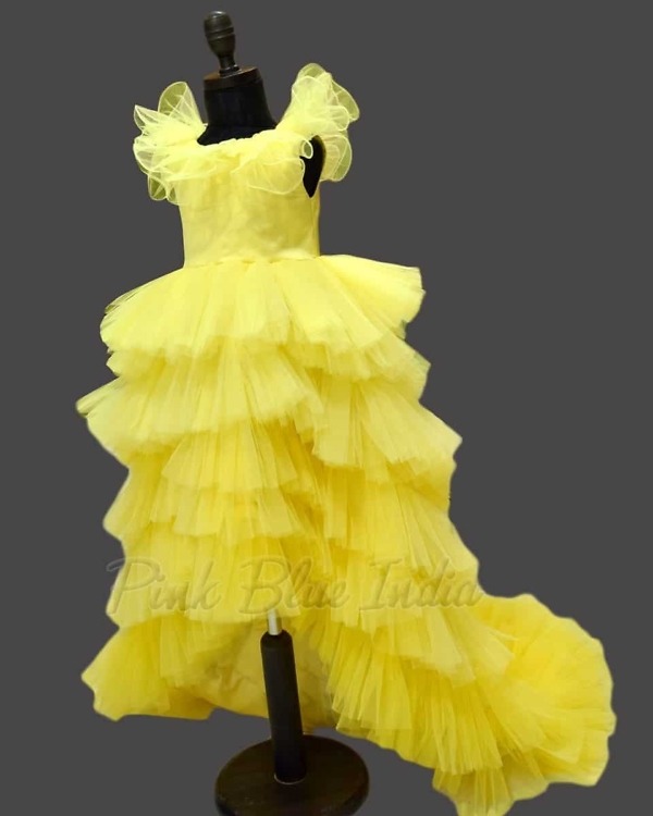Girls long train dress, elegant wedding or party outfit