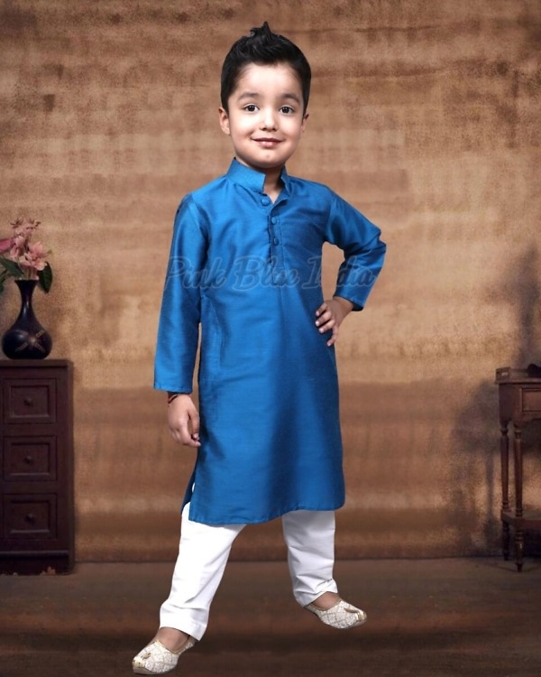 Blue kurta pajama for kids comfortable festive traditional wear outfit