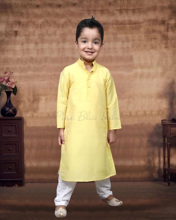 Yellow kurta pajama for kids stylish festive traditional wear outfit