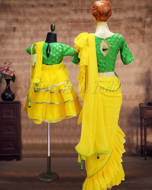 Mom daughter matching lehenga set family wedding festive wear graceful look