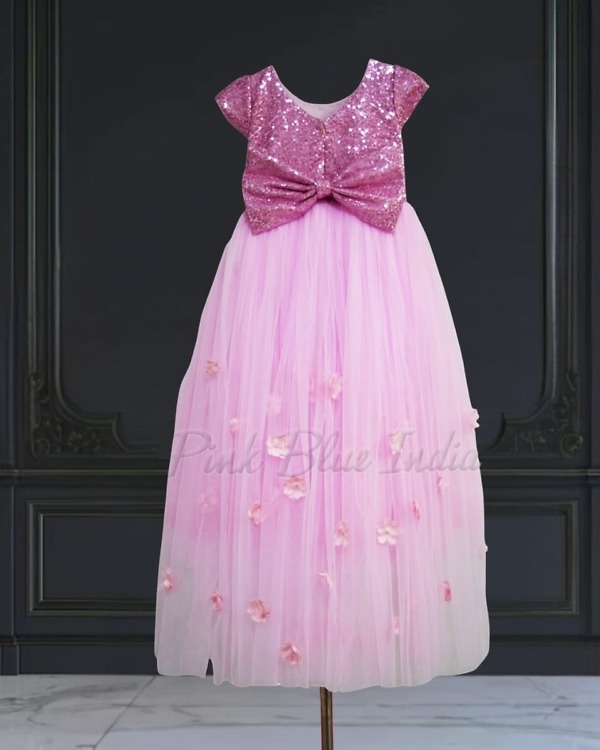 Pink gown for baby girl stylish birthday party wear dress