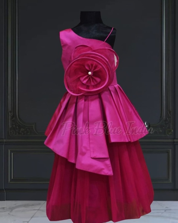 Pink pleated dress for girls stylish birthday party wear outfit