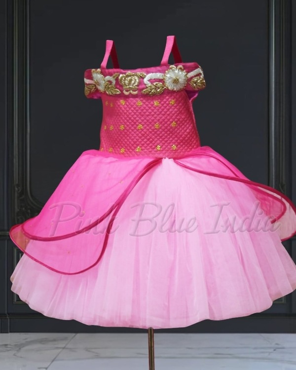 Pink wings gown for baby girl stylish birthday party wear outfit