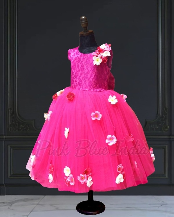 Pink gown dress for girls, cute birthday party outfit