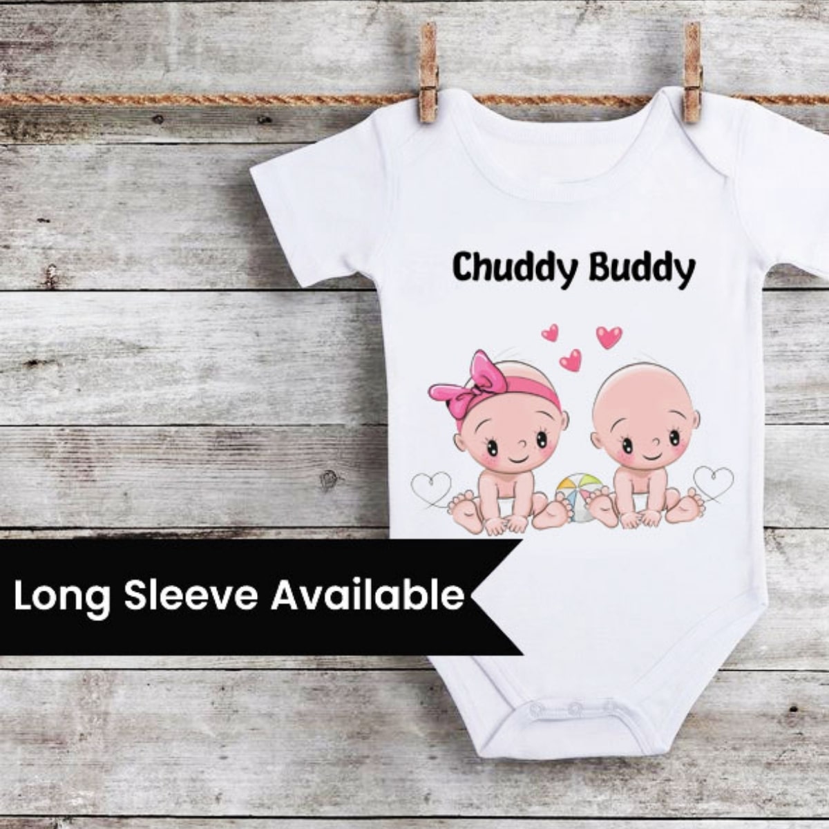 Chaddi Buddies twins onesie, cute matching outfit for babies