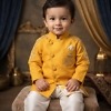 Cute baby boy mustard yellow kurta pajama, festive ethnic outfit for haldi & birthday party