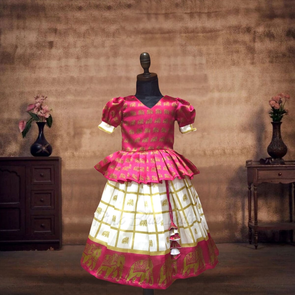 Pattu lehenga for baby girl, traditional outfit for weddings and festivals