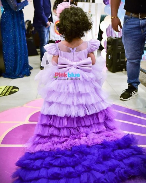 Tail long gown for girl fashion show photoshoot elegant designer party outfit