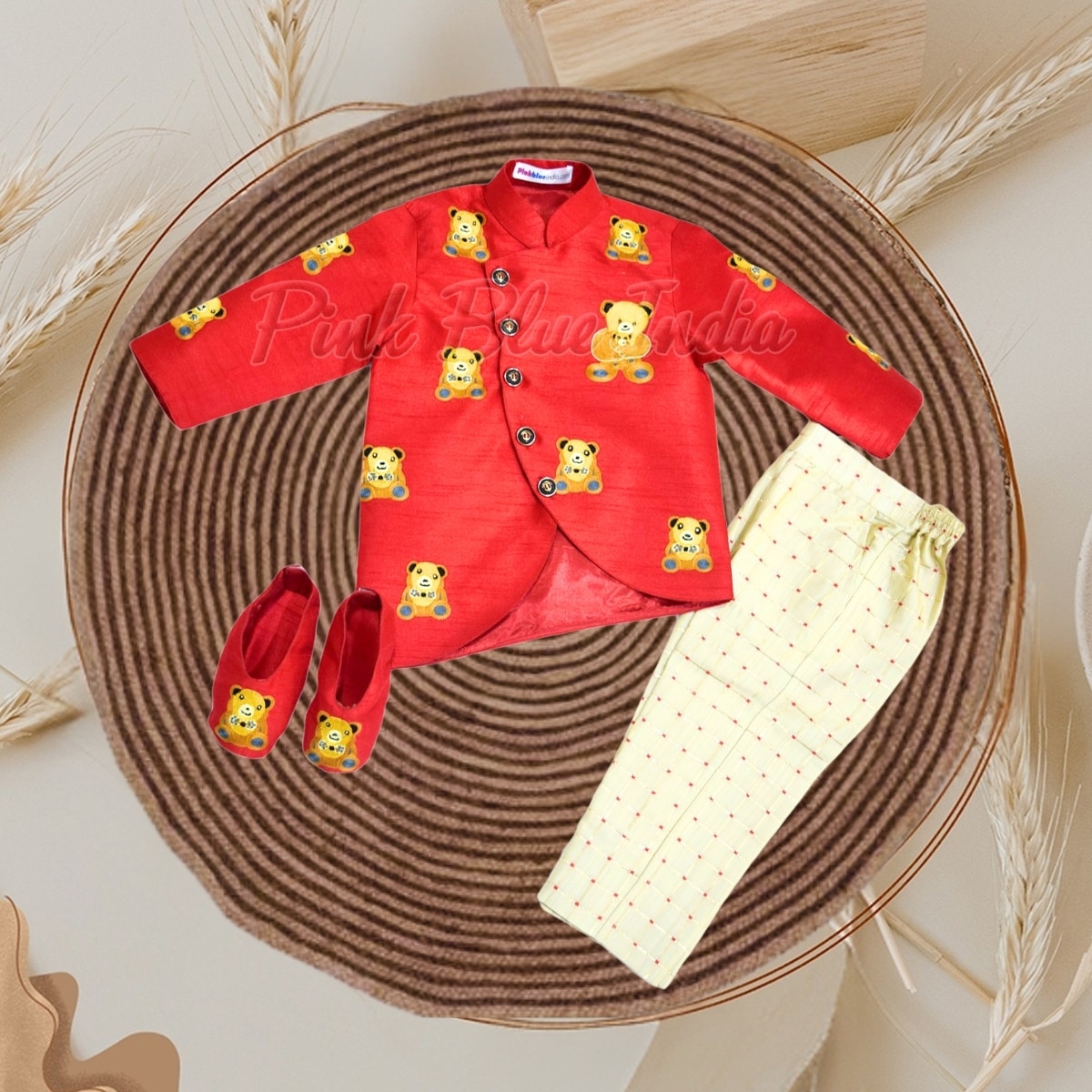 Teddy bear theme outfit for baby boy, cute birthday dress for party celebration