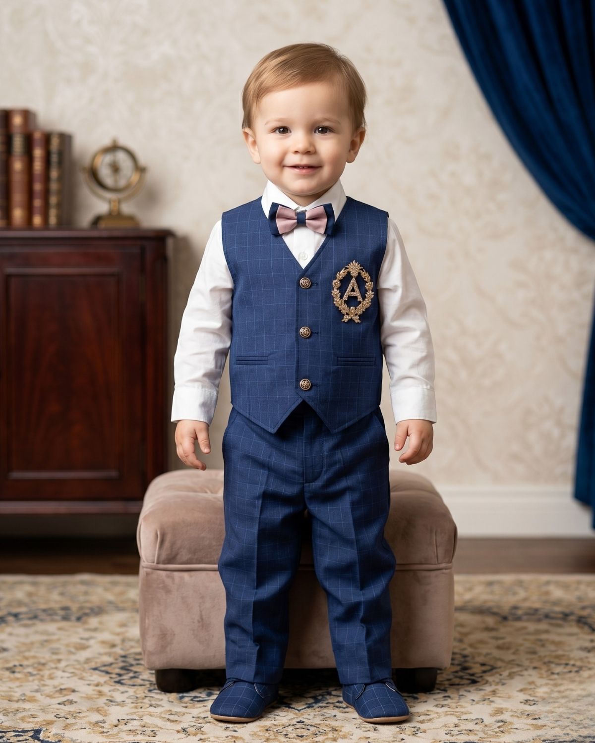High Quality 3 Piece Suit Online - Blue Party Wear for Baby