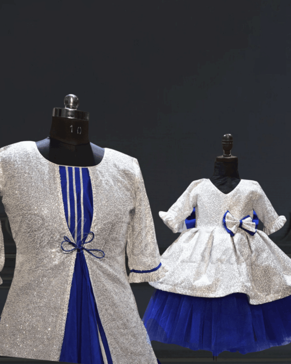 Mom and daughter matching sequin dresses for special occasions by Pink Blue India