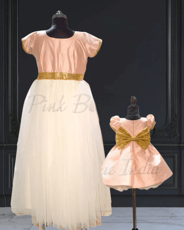 Mommy daughter matching birthday gown for celebration by Pink Blue India