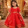 Baby girl red embroidered lehenga choli for Diwali festival stylish traditional party wear outfit