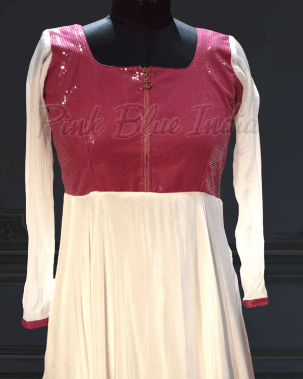 Mother daughter white matching outfit for special occasions by Pink Blue India