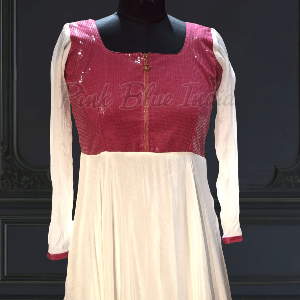 Mother daughter white matching outfit for special occasions by Pink Blue India