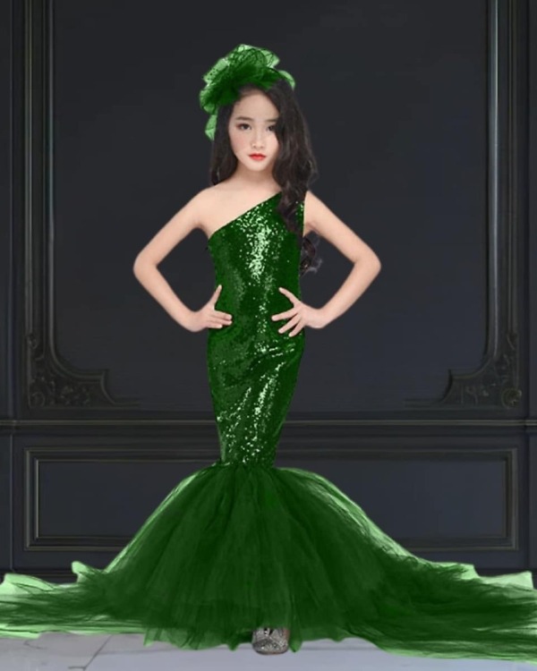 Long mermaid dress for girls, stylish birthday party gown