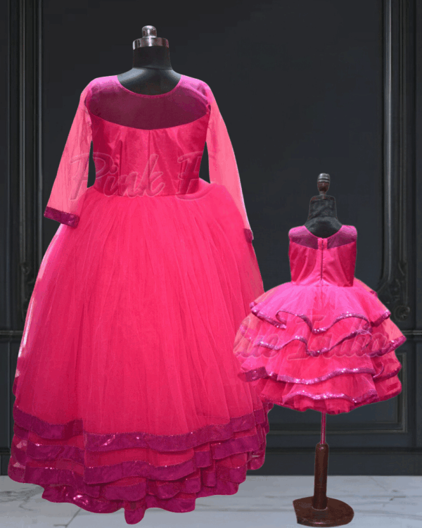 Mother daughter floral matching outfit for festive wear by Pink Blue India